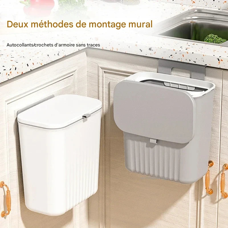 Poubelle murale suspendue 9L avec couvercle