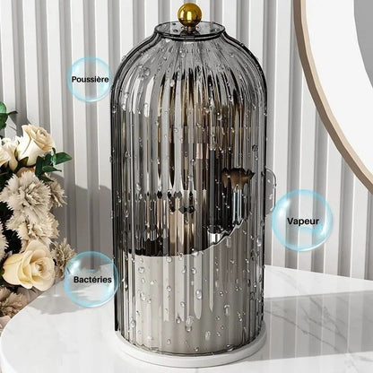 360° Porte pinceaux de maquillage rotatif avec couvercle