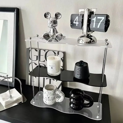 Support de rangement de bureau en acrylique à 3 couches